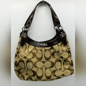 Sold 💥 Coach Purse C" Pattern Tan Brown Large HOBO Purse Bag Women's